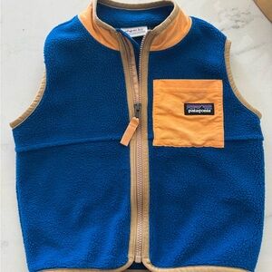 Patagonia Kids Fleece Vest in Blue and Orange